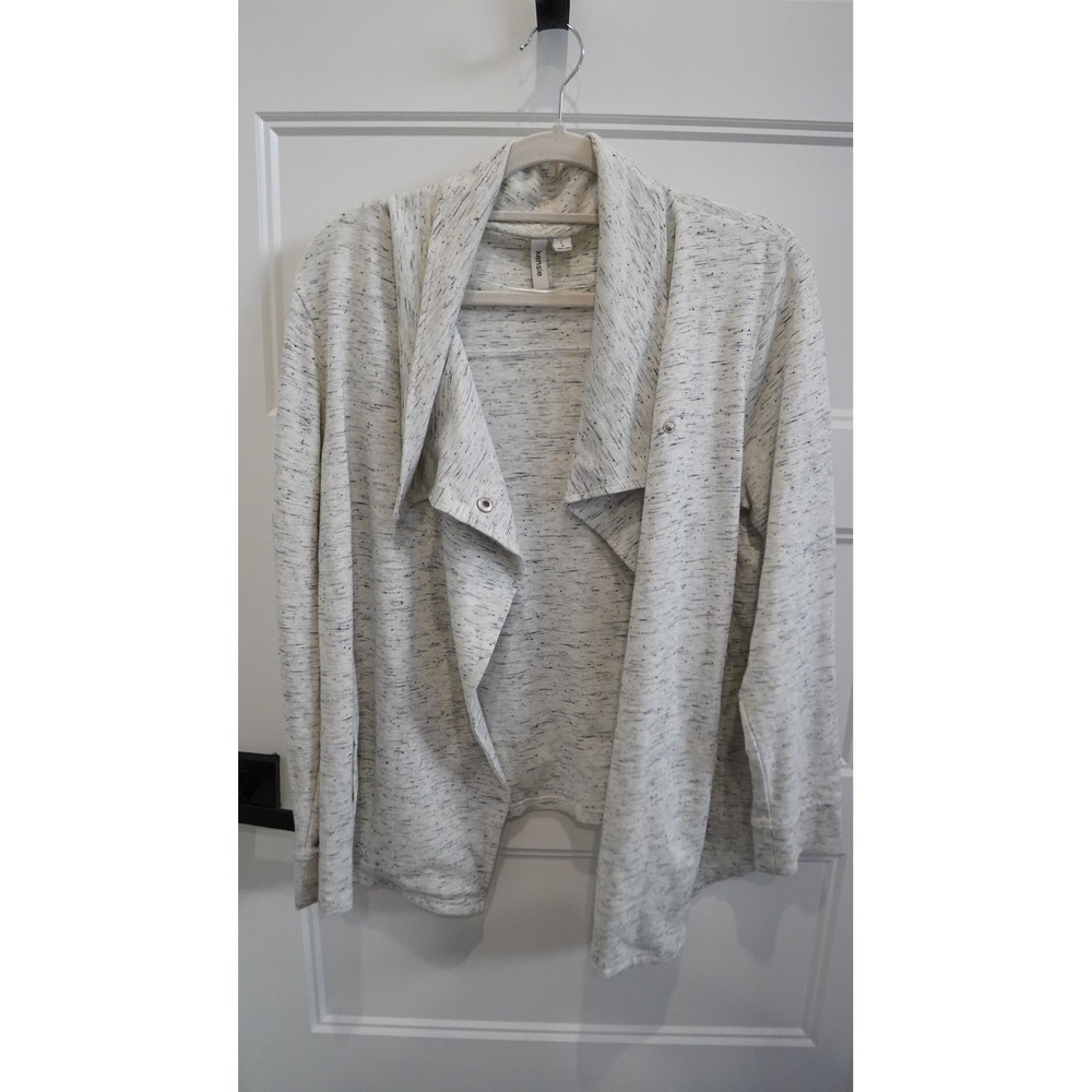 Kensie Womens Gray Space Dye Asymmetrical Snap Front Wrap Cardigan Large
